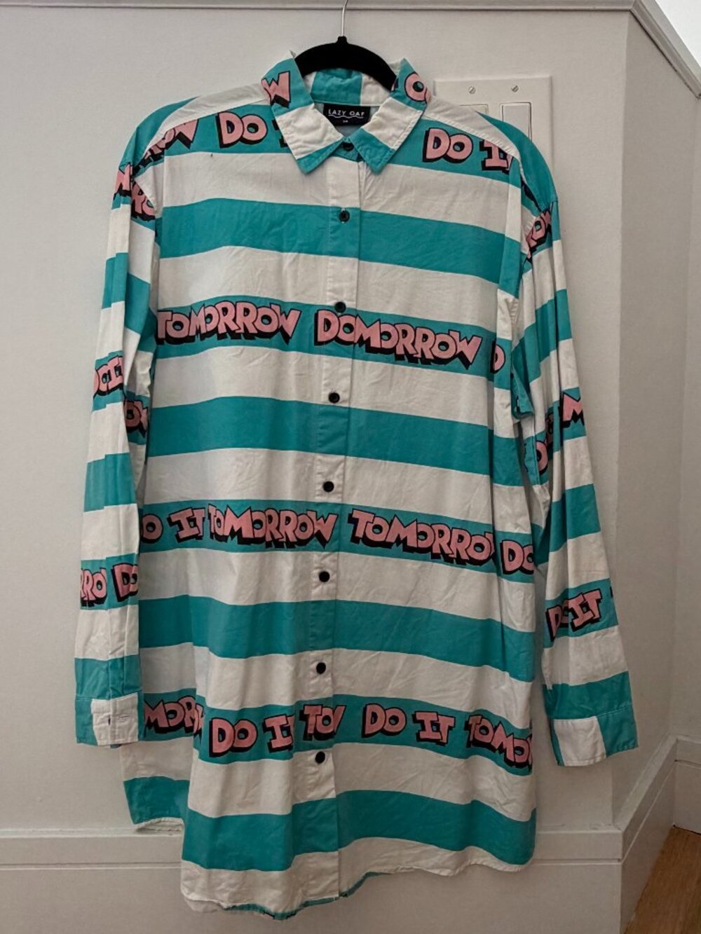 Lazy Oaf Do It Tomorrow Button Down Shirt Minidress